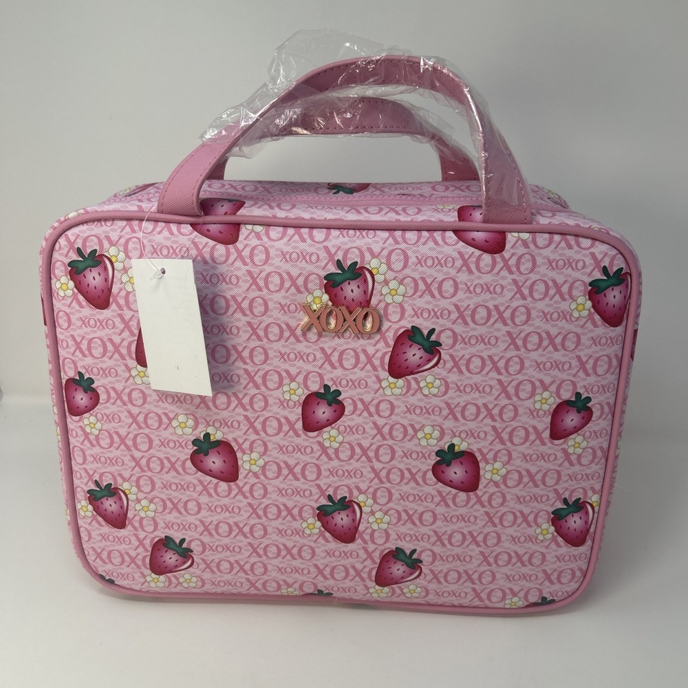 NWT XOXO Strawberry Themed Ex-Large Makeup Travel Organizer Case